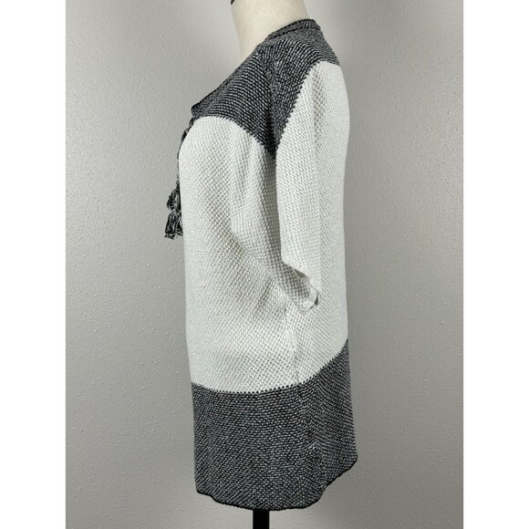 Christopher & Banks Womens Black White Tassel Pullover Sweater Short Sleeve XL - Picture 4 of 14